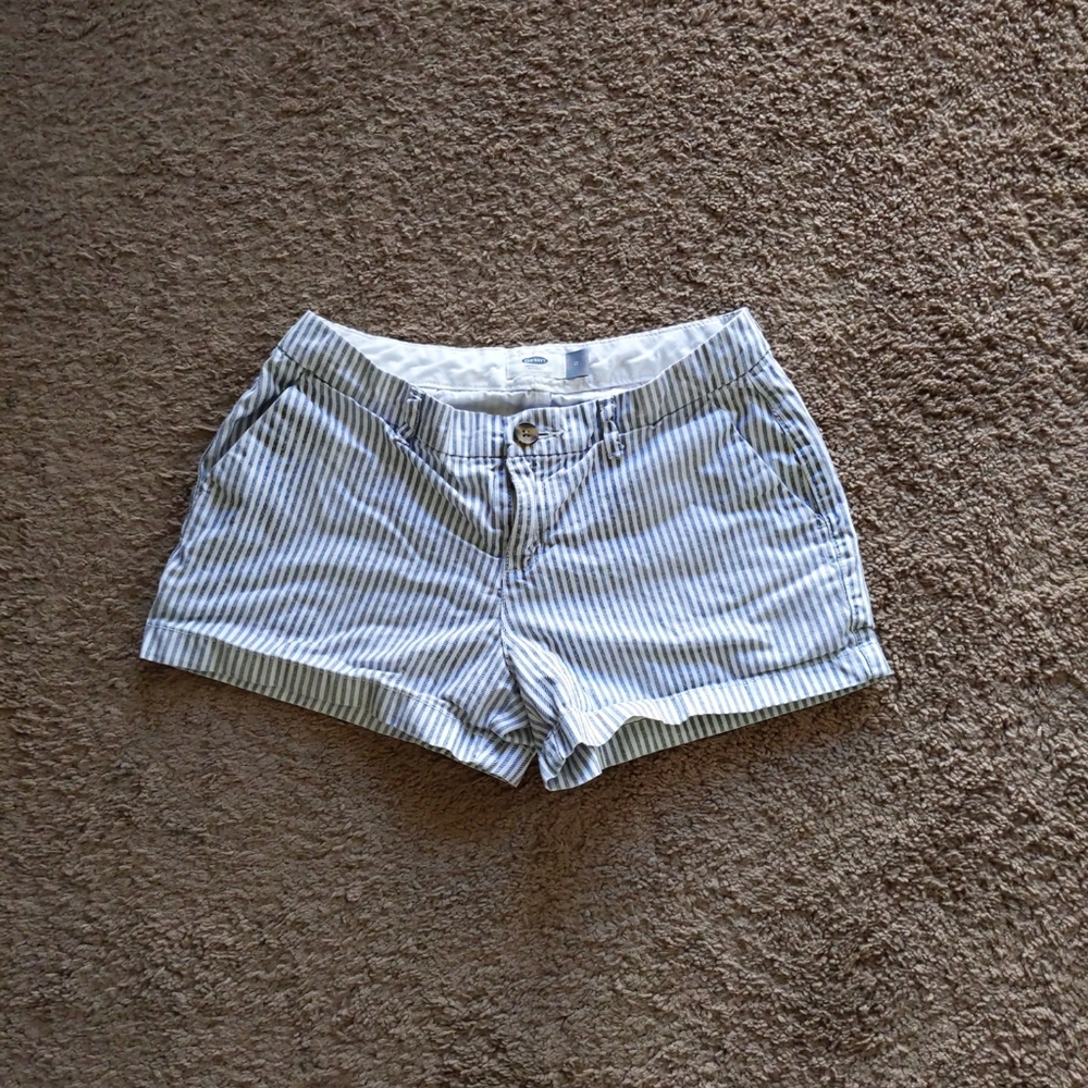 Blue and White Stripped Jean Short